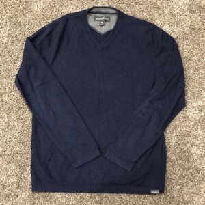 Eddie Bauer Mens V Neck Navy Blue Sweater Size Medium